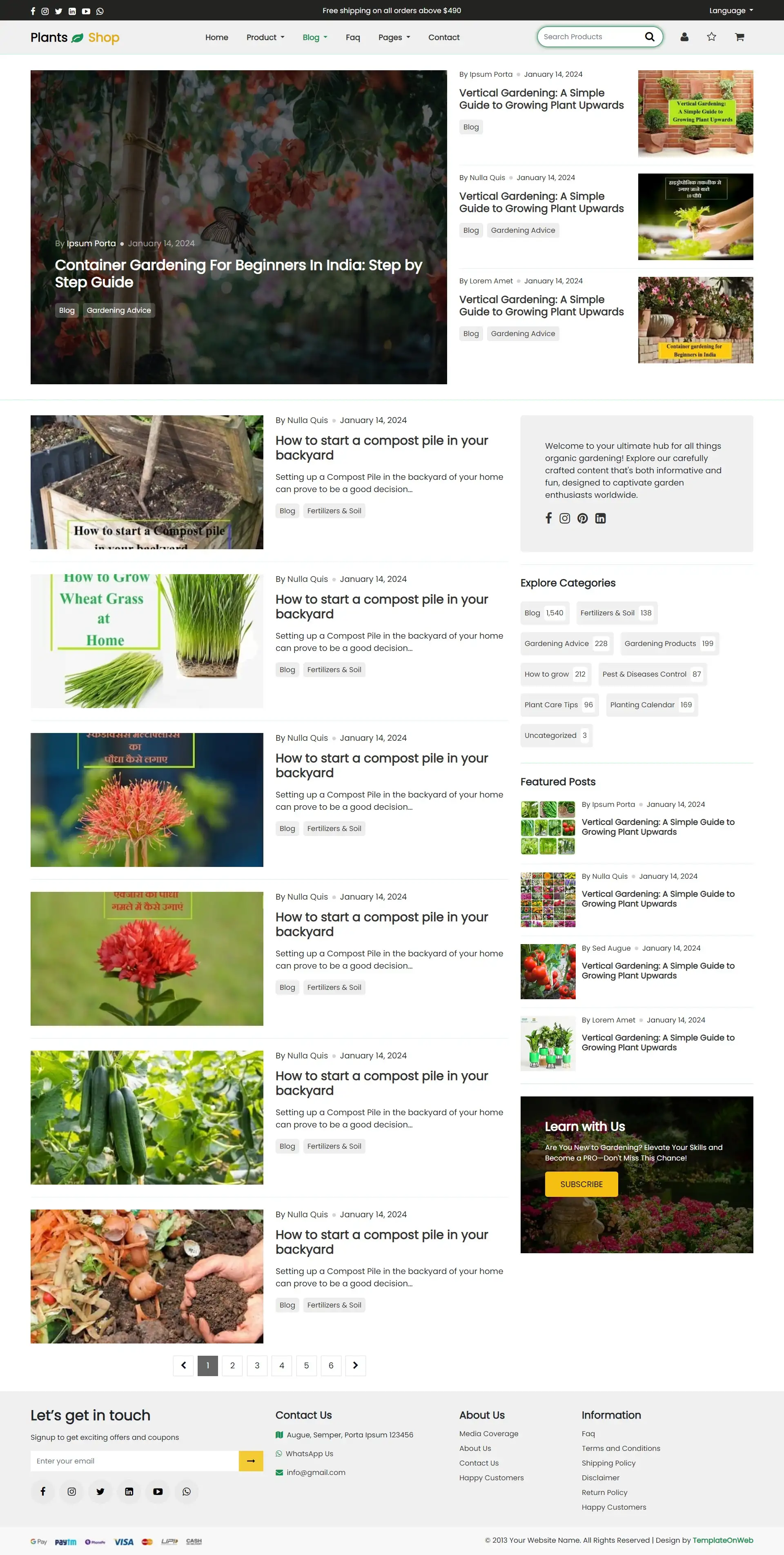 Gardener tips page in bootstrap 5