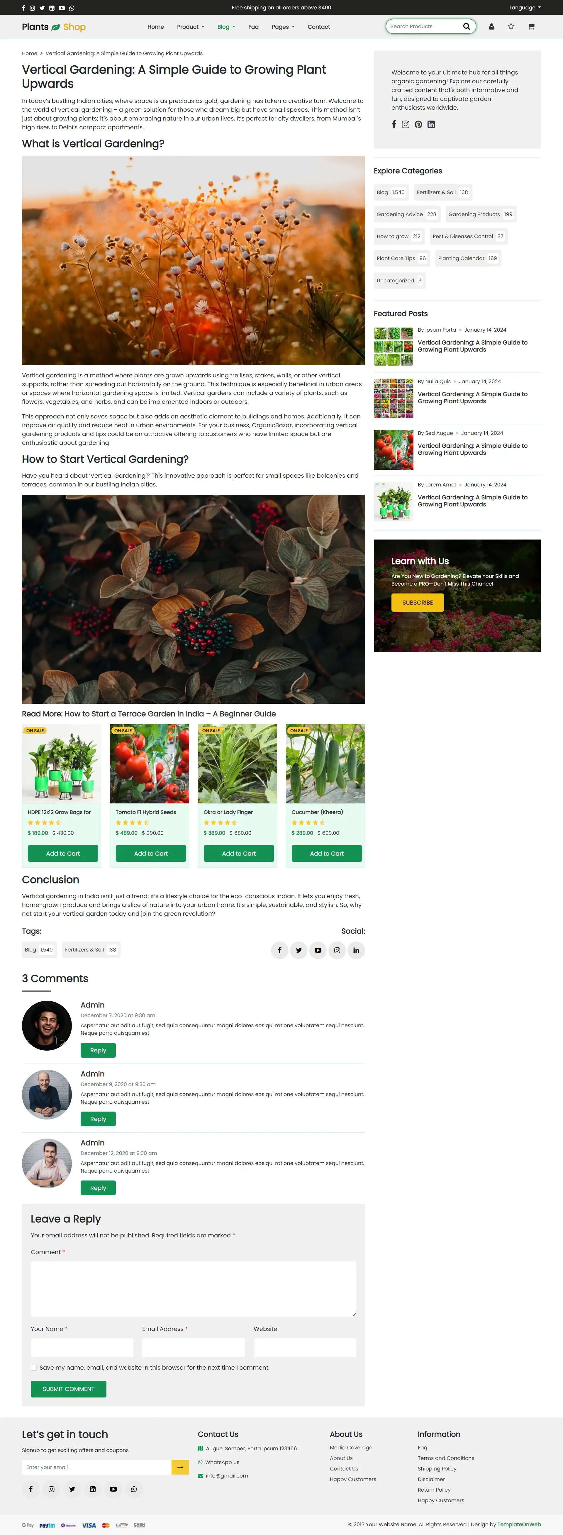 Gardening hacks detail page responsive html