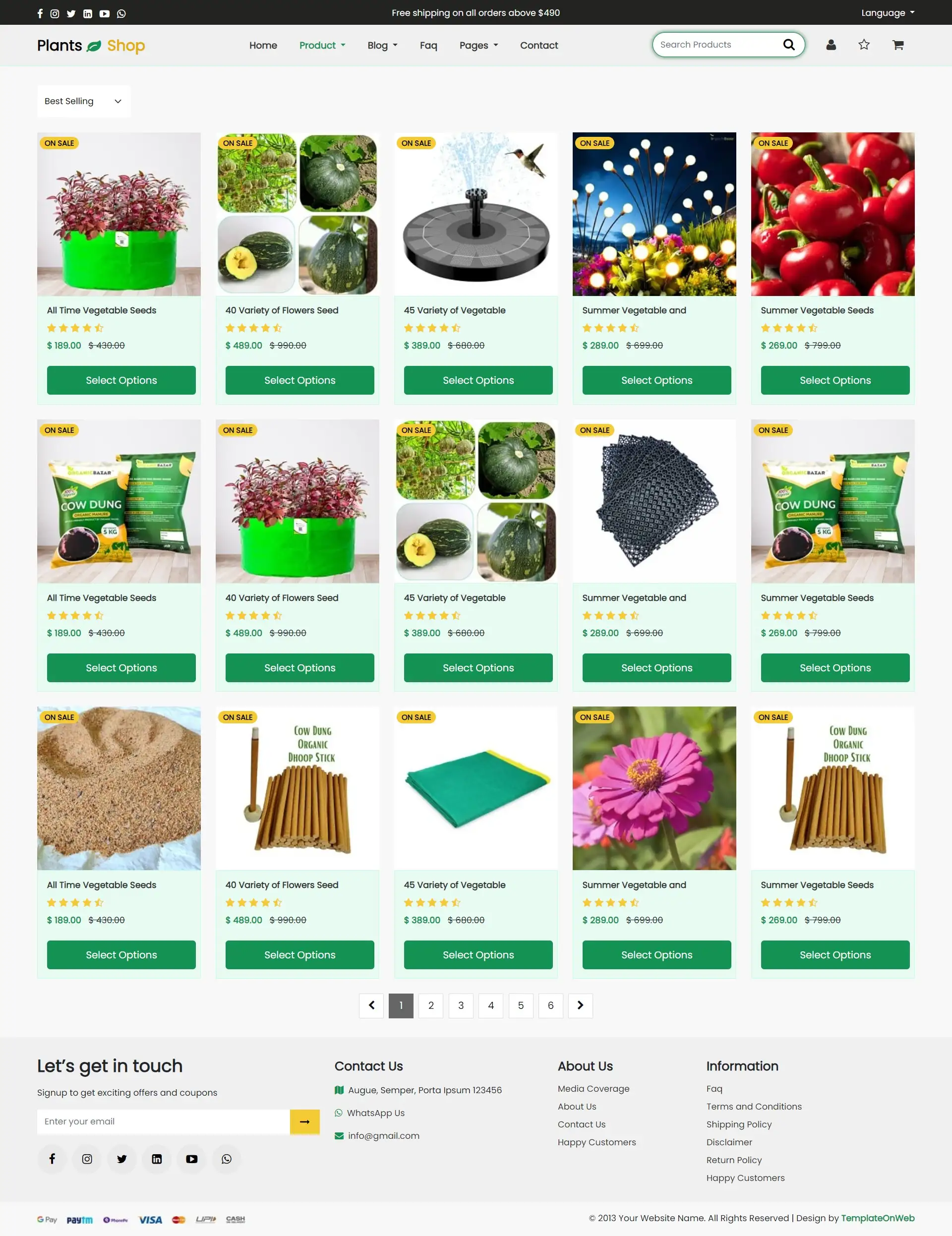 Online sell gardening accessories and tools web page