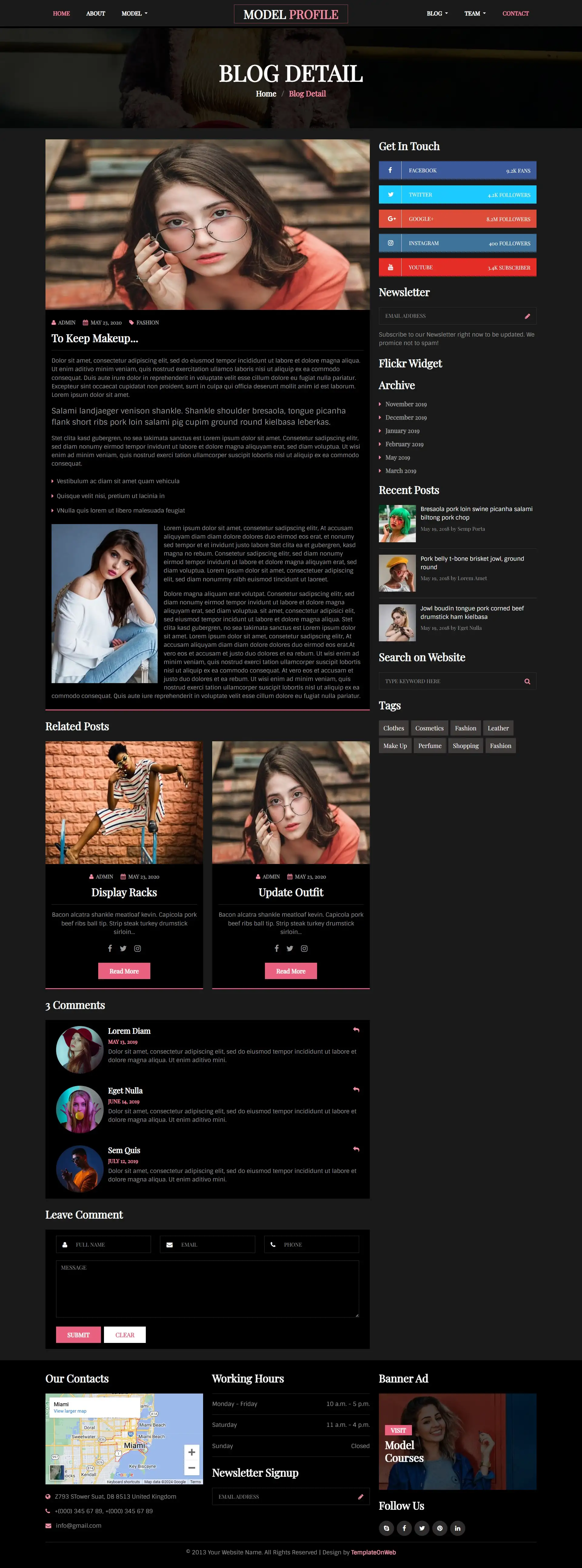 Model blog details web template