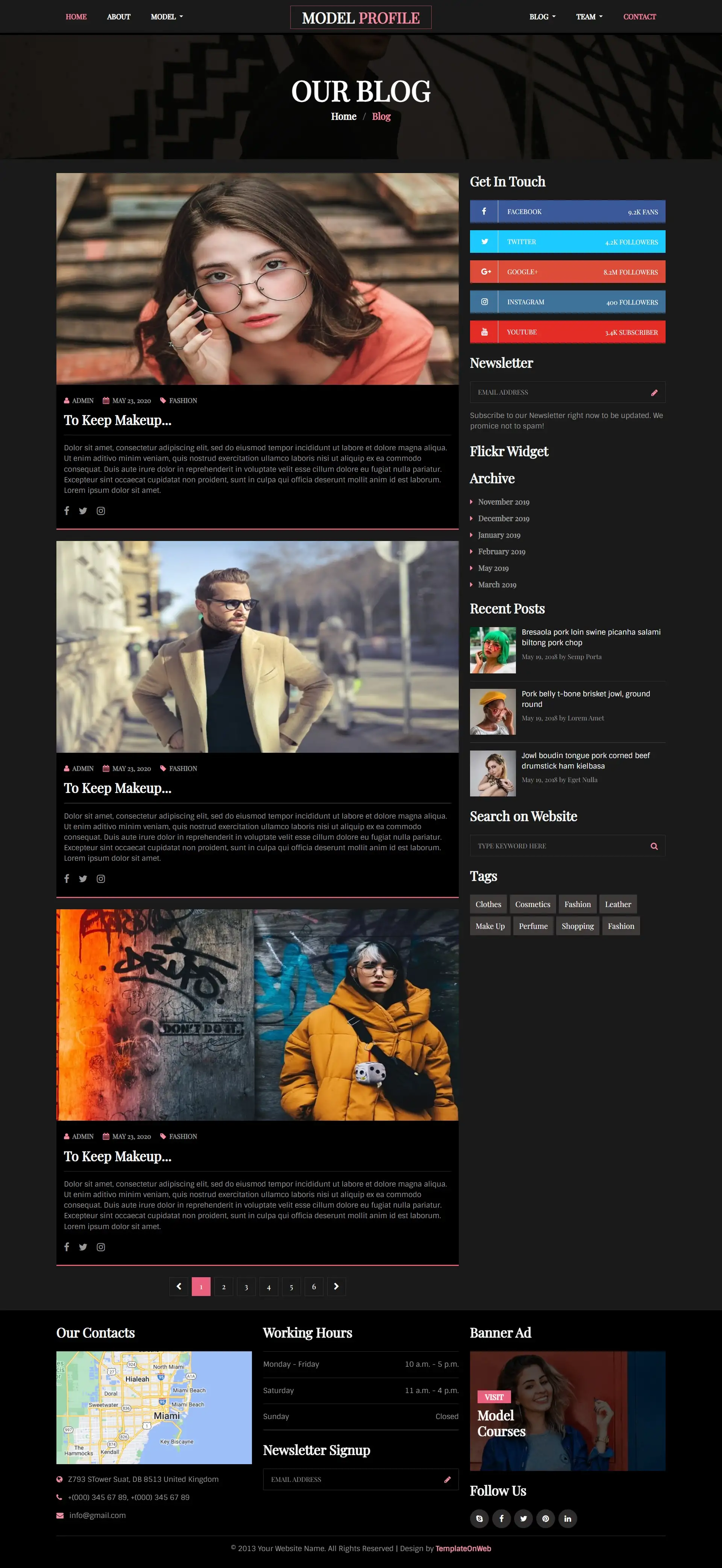 Modeling tips and blogs responsive html