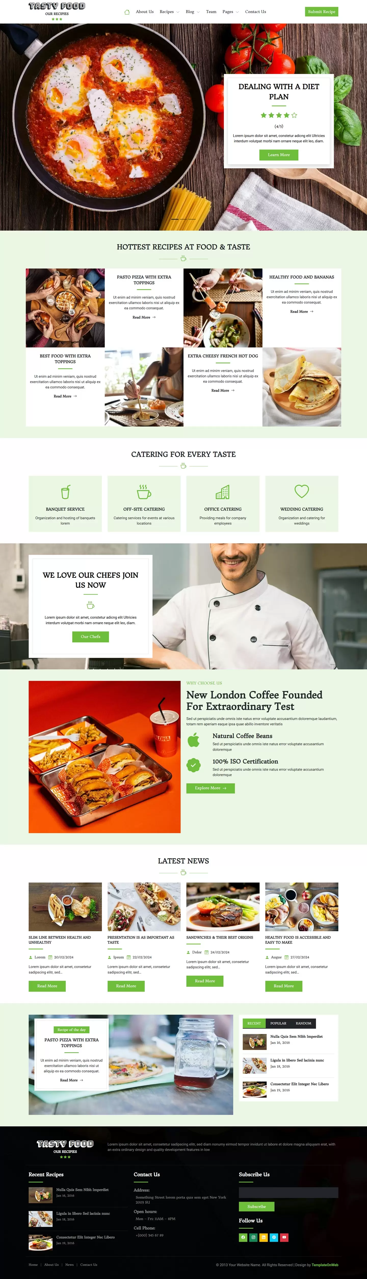 Recipe cooking website template in bootstrap 5