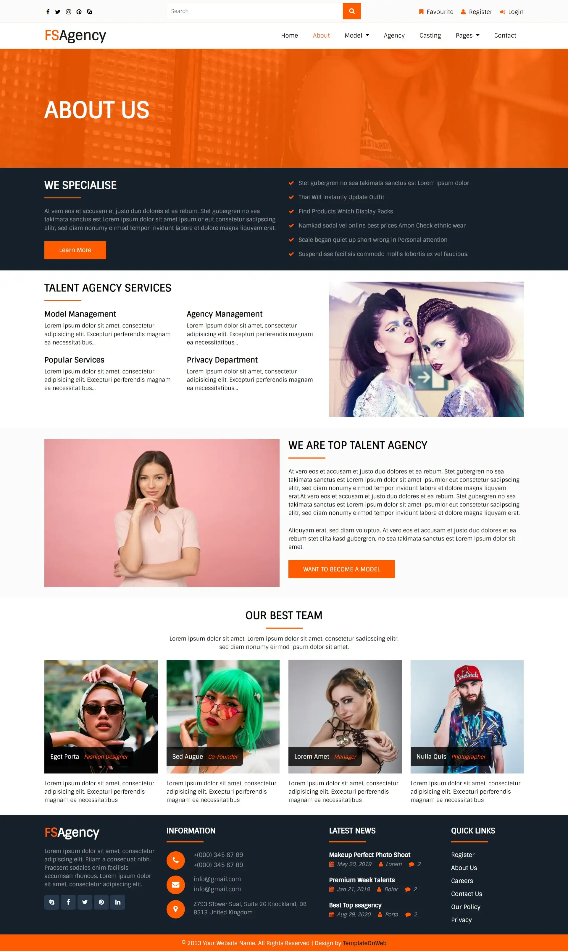 About model agency html