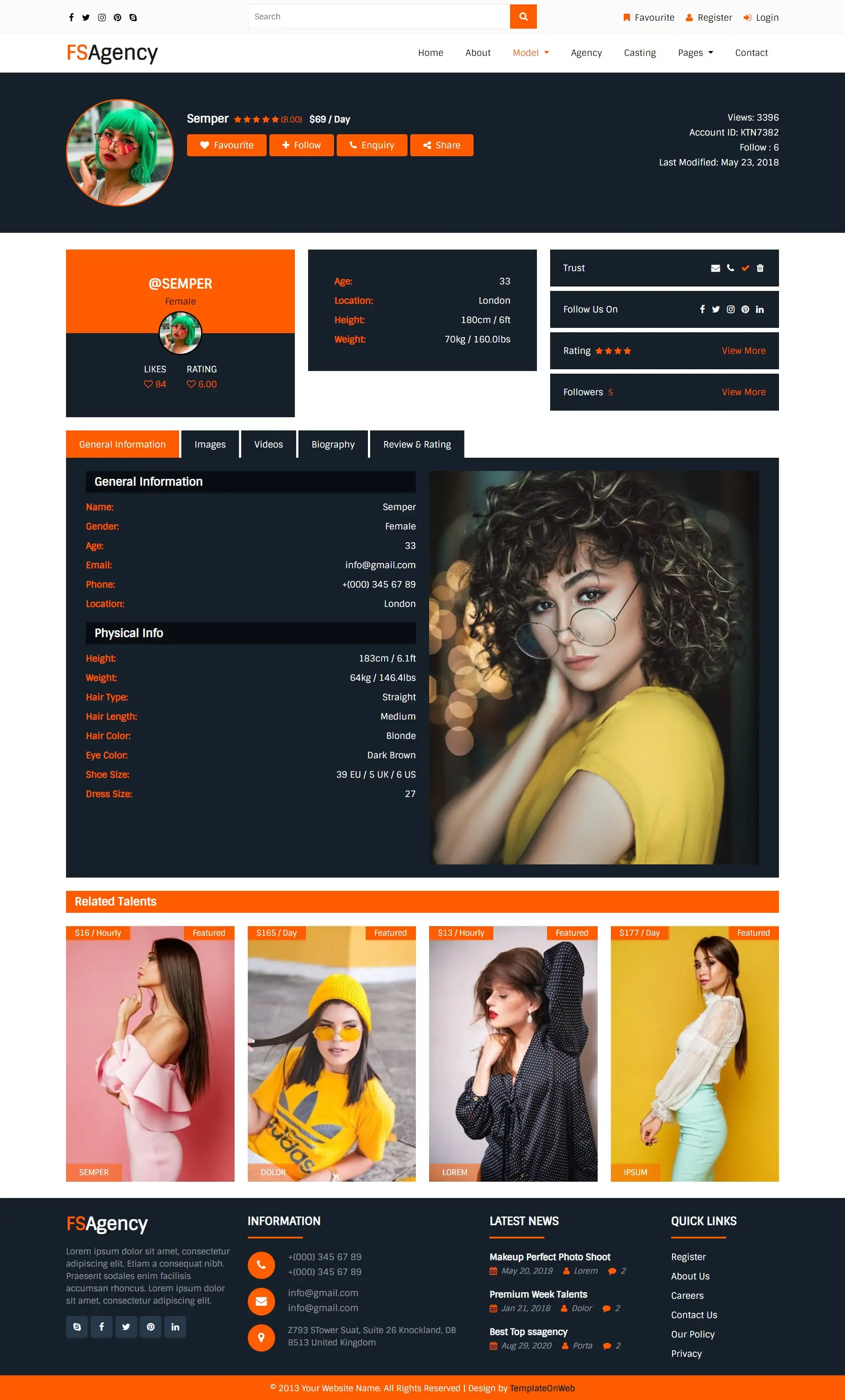 Model personal details page html