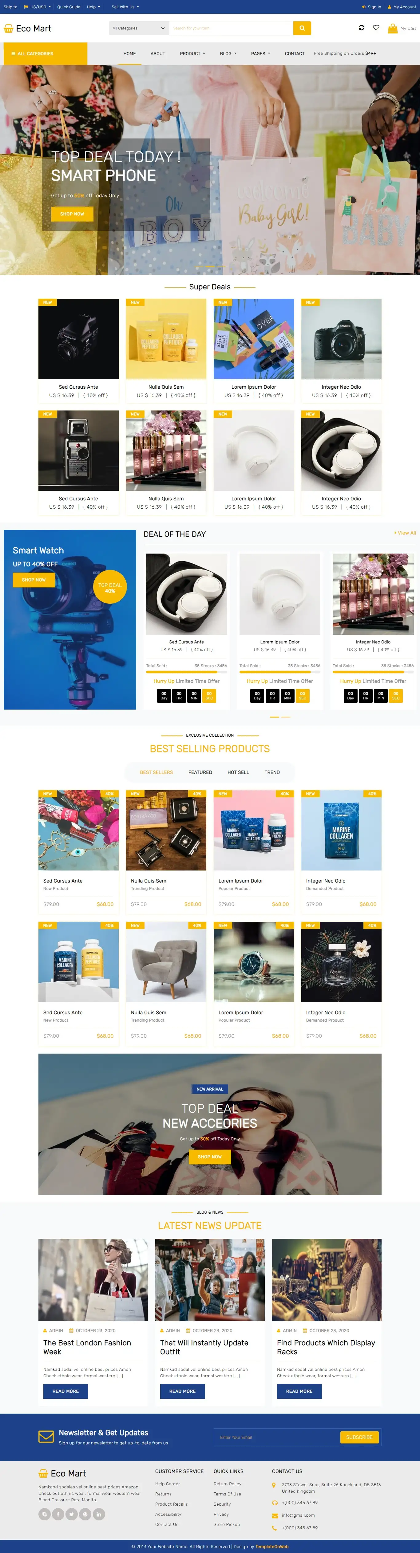 eCommerce website template free home