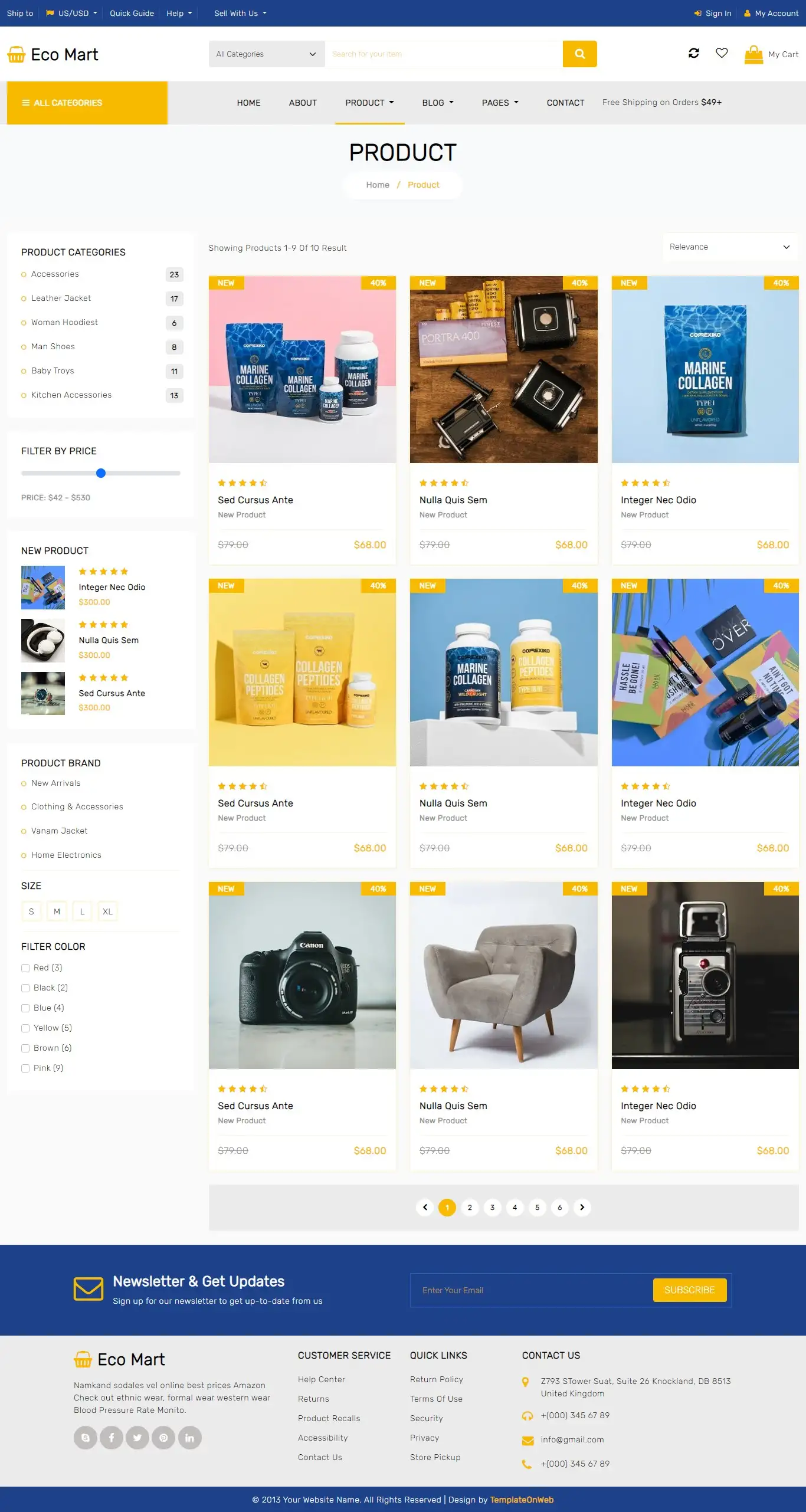 Online buy sell products listing