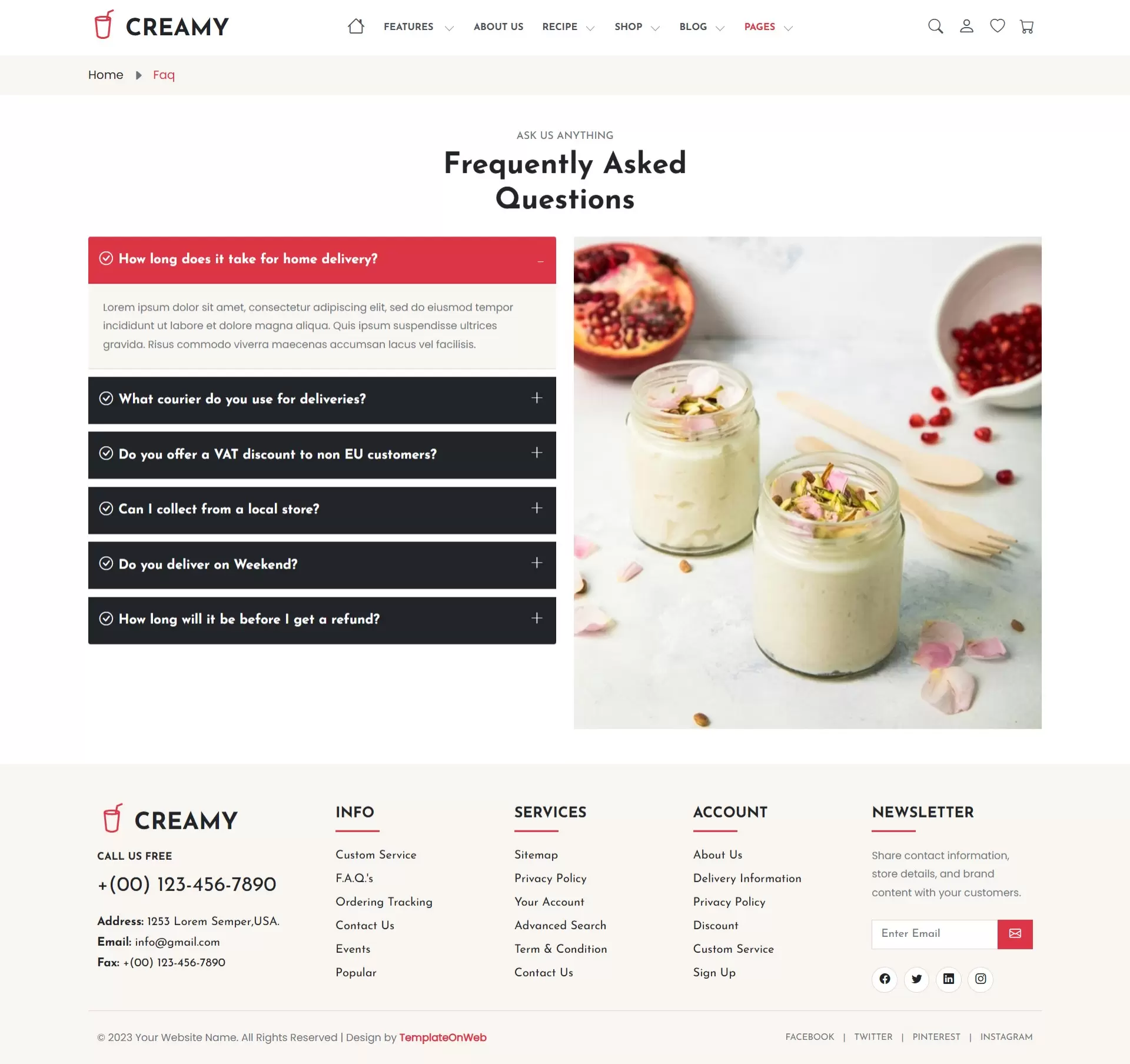 Faqs page to display users frequently asked questions using accordian