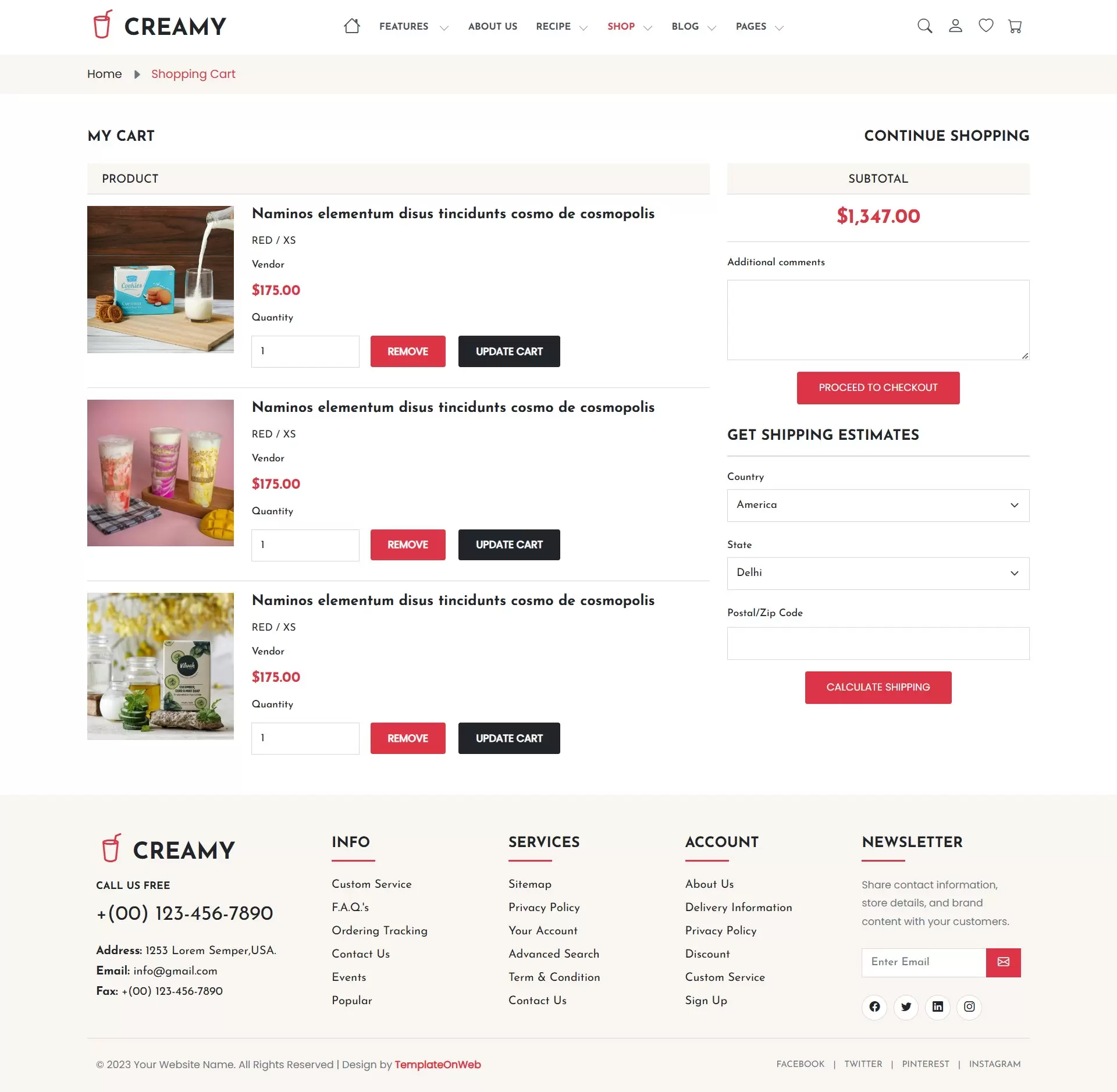 A simple, user-friendly cart system that shows products added