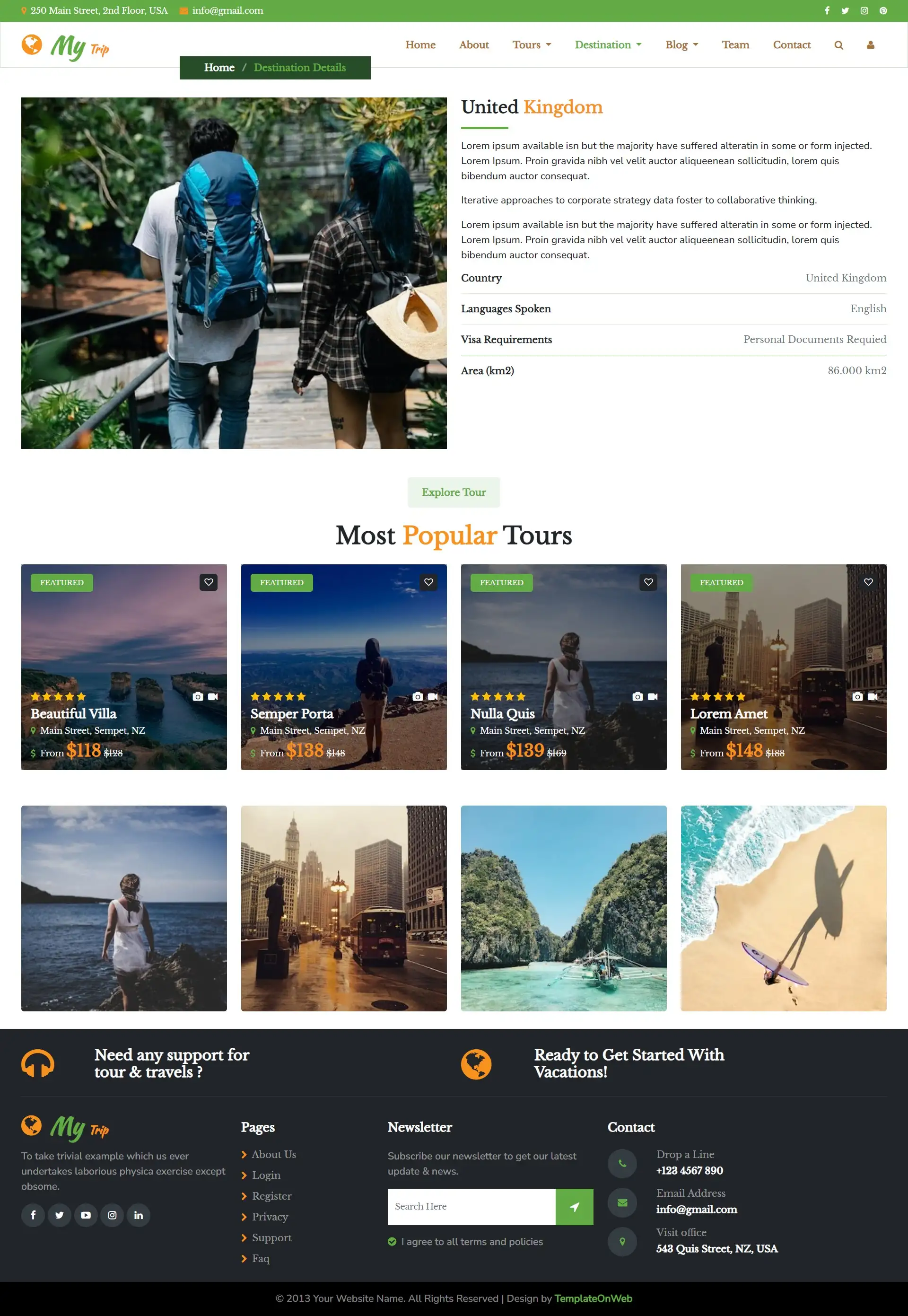 Best vacation destination details page layout
