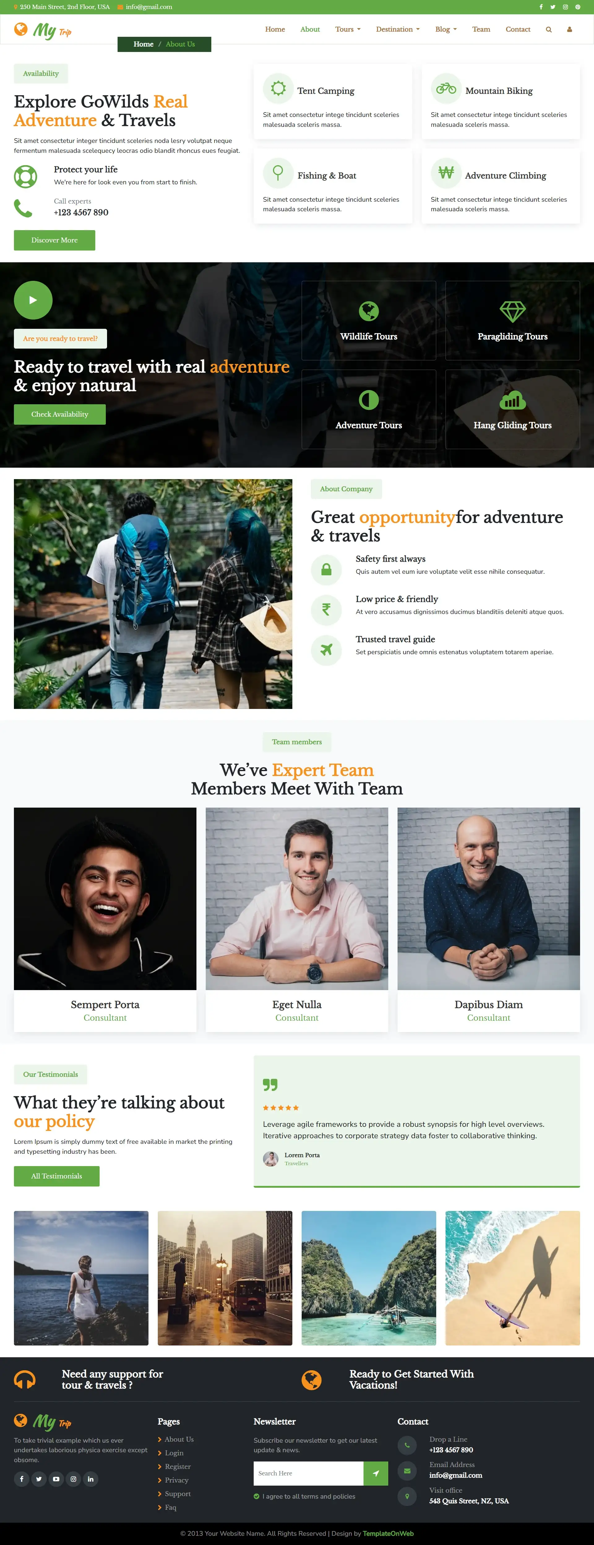 Html page about travel booking agency