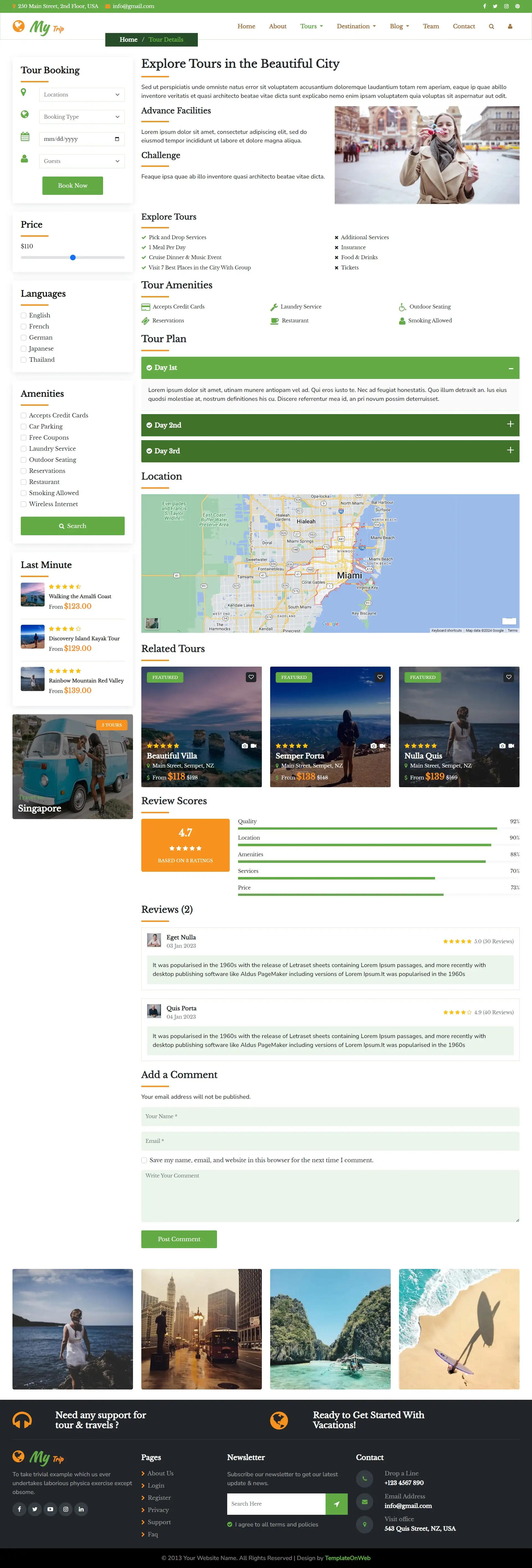 Summer vacations package details and booking page in bootstrap 5