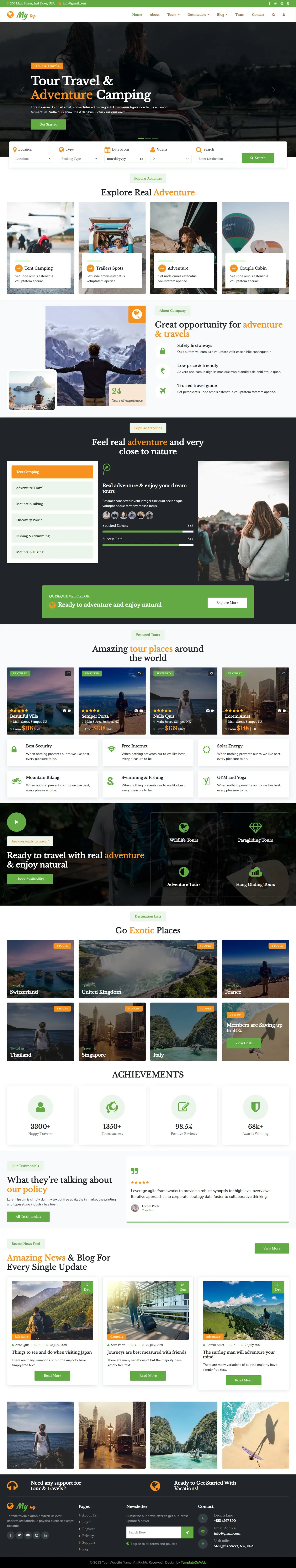 Travel booking website template home page