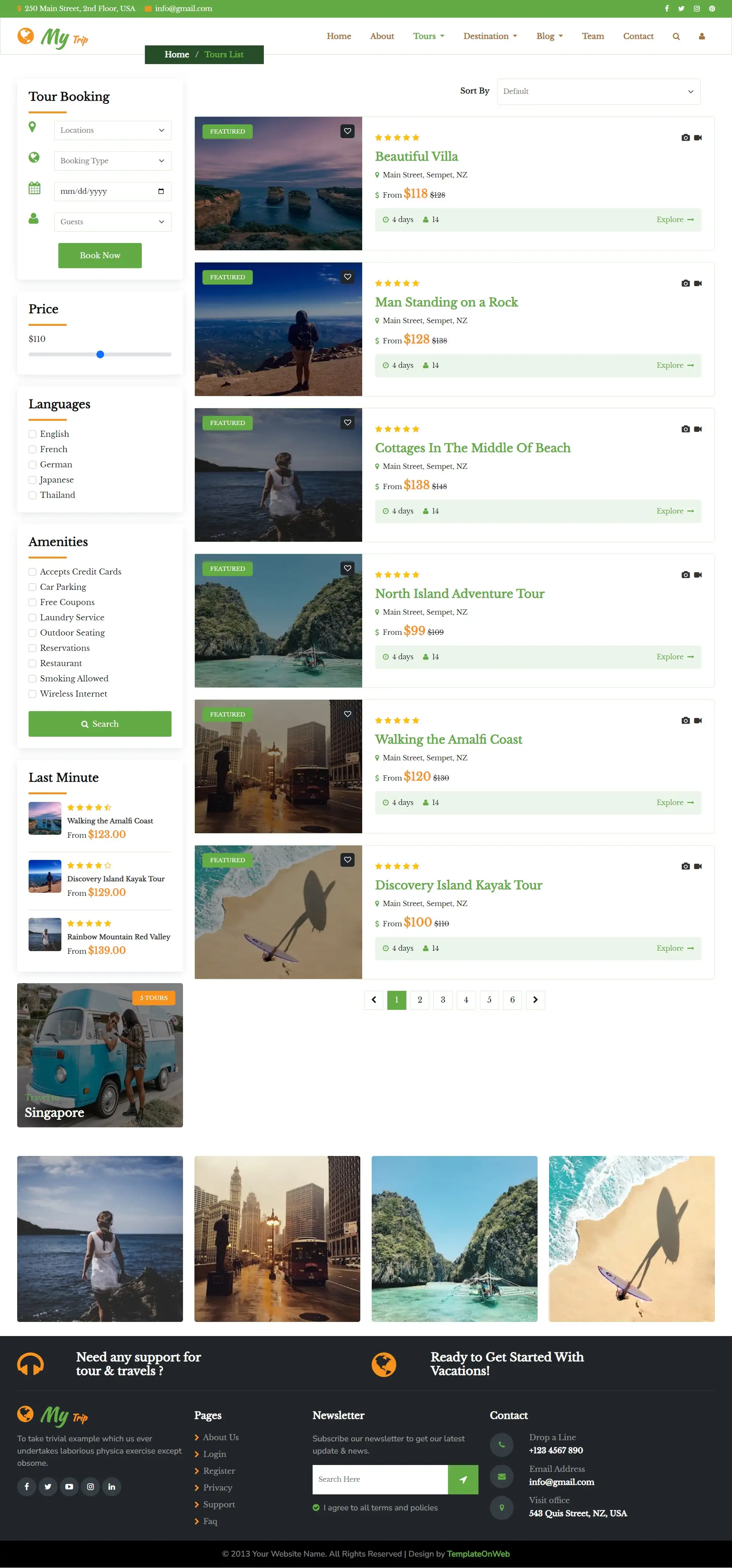 Holiday packages listing page html