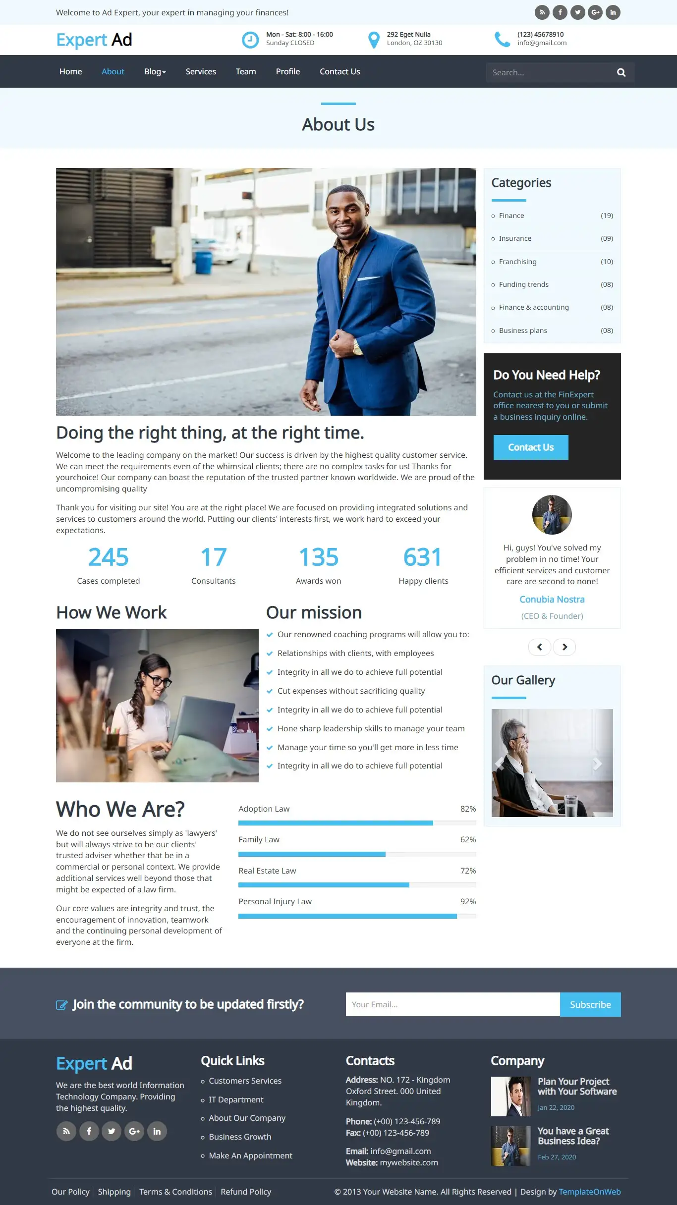 Business expert html about us page