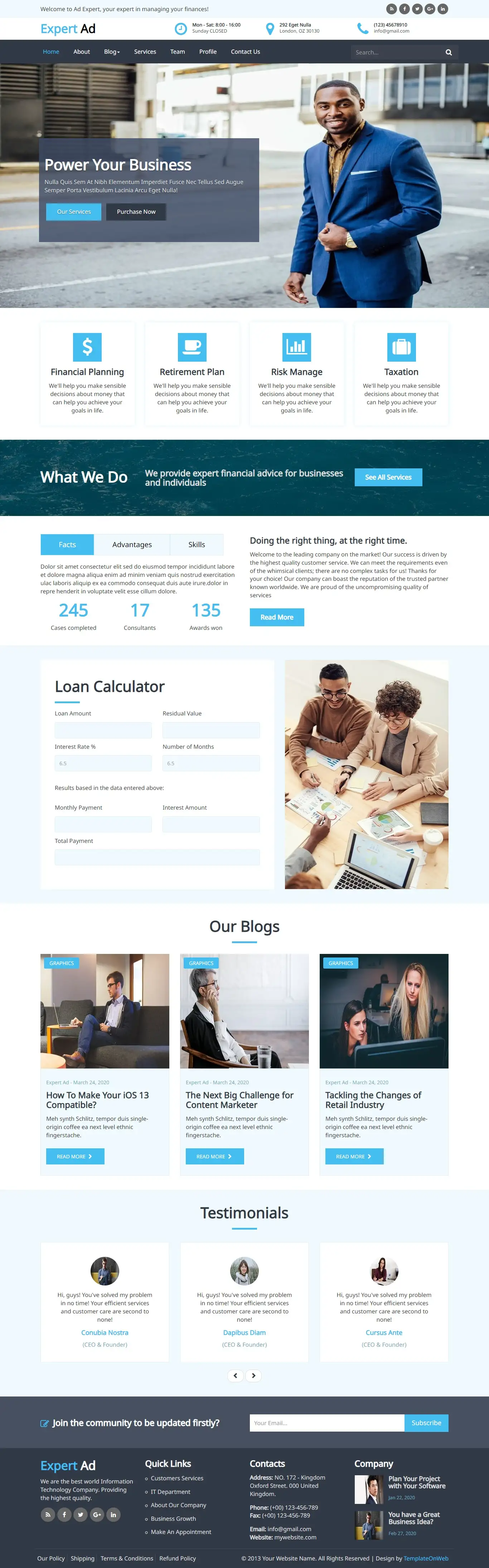 Business consultant website template home