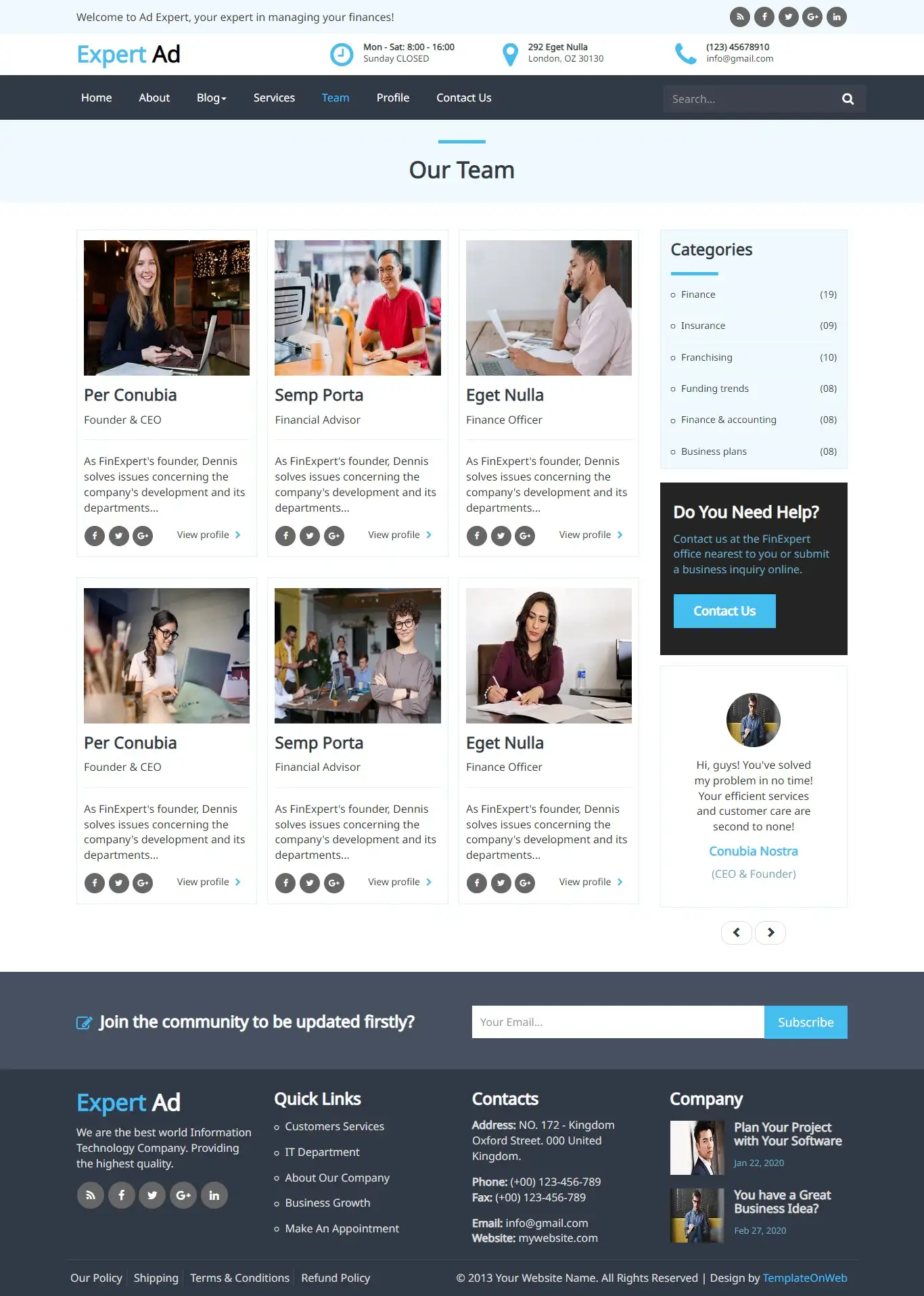 Responsive html for business consulting team