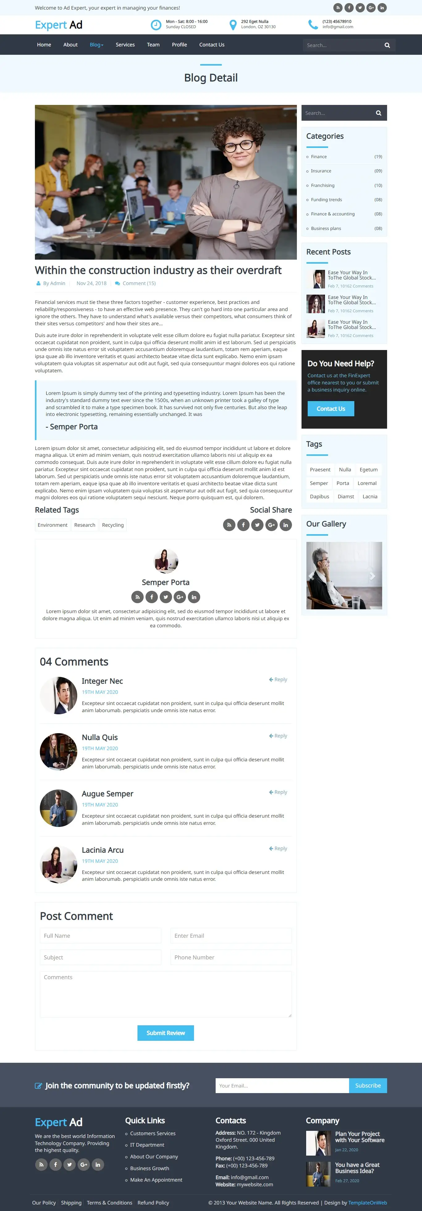 Simple consulting blog detail