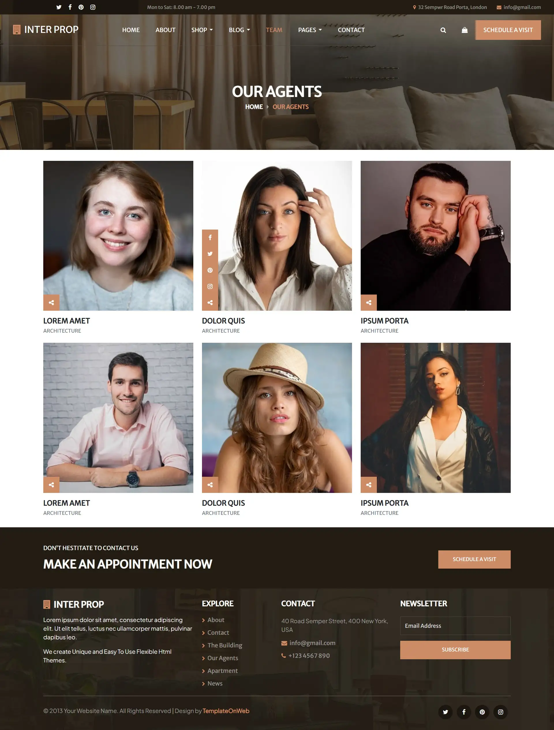 Architects team details page in web template