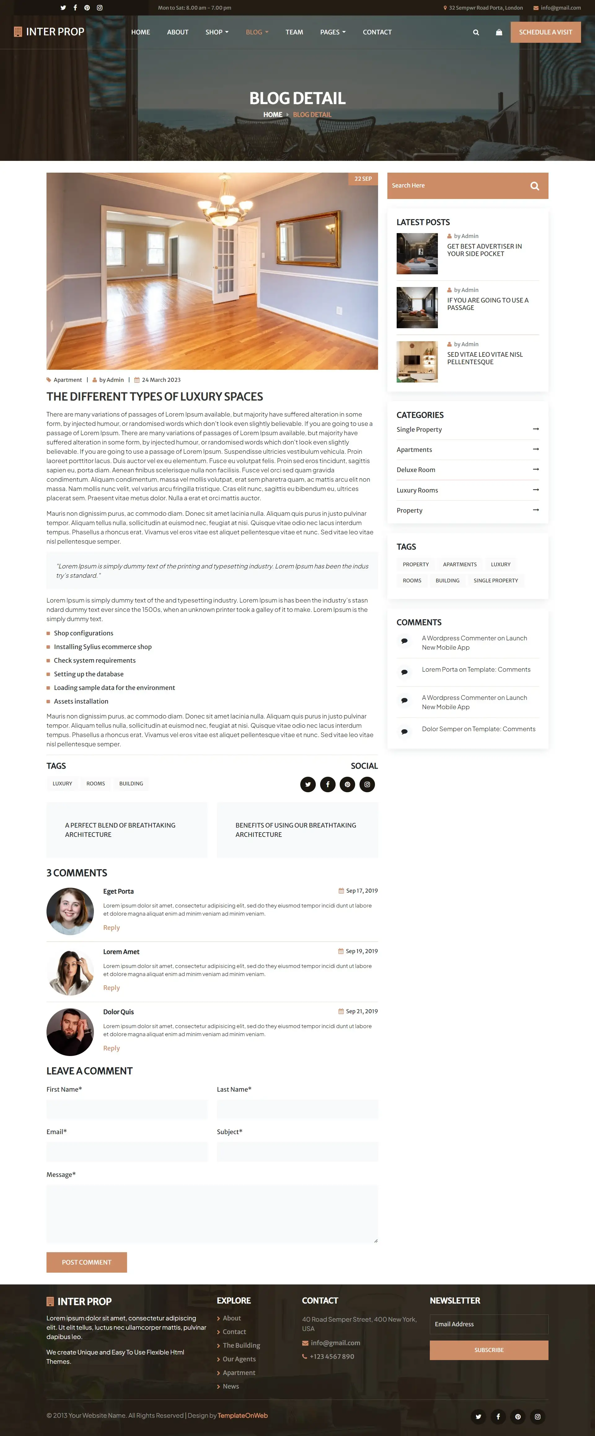 Spatial design blogs details responsive page