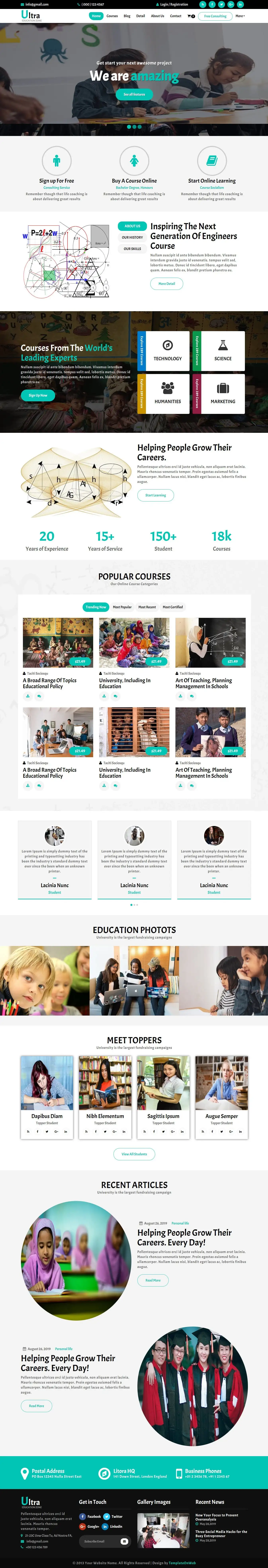 Teaching website template home page html design
