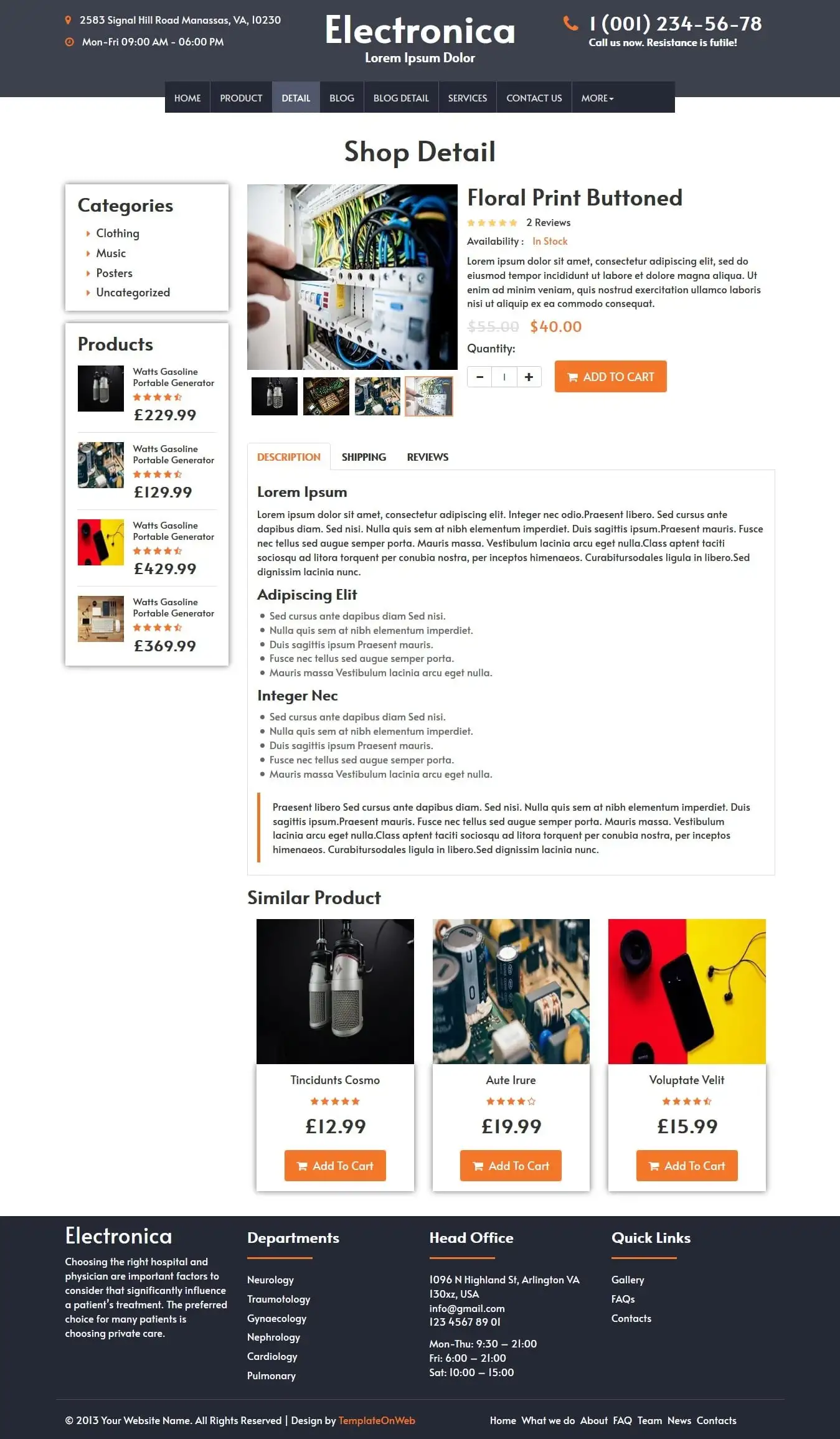 Electrical product details and shopping