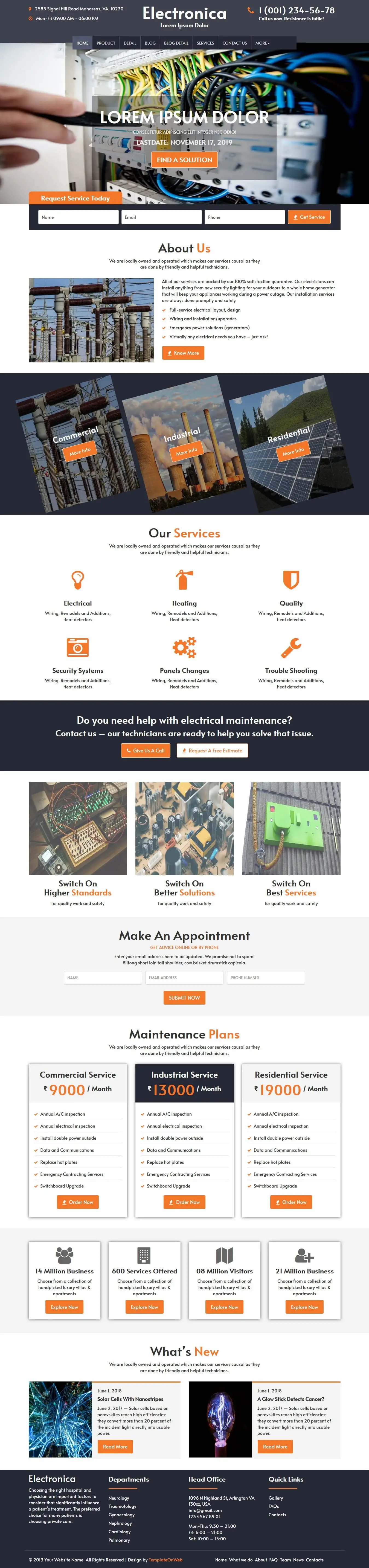 Electrical website template home page