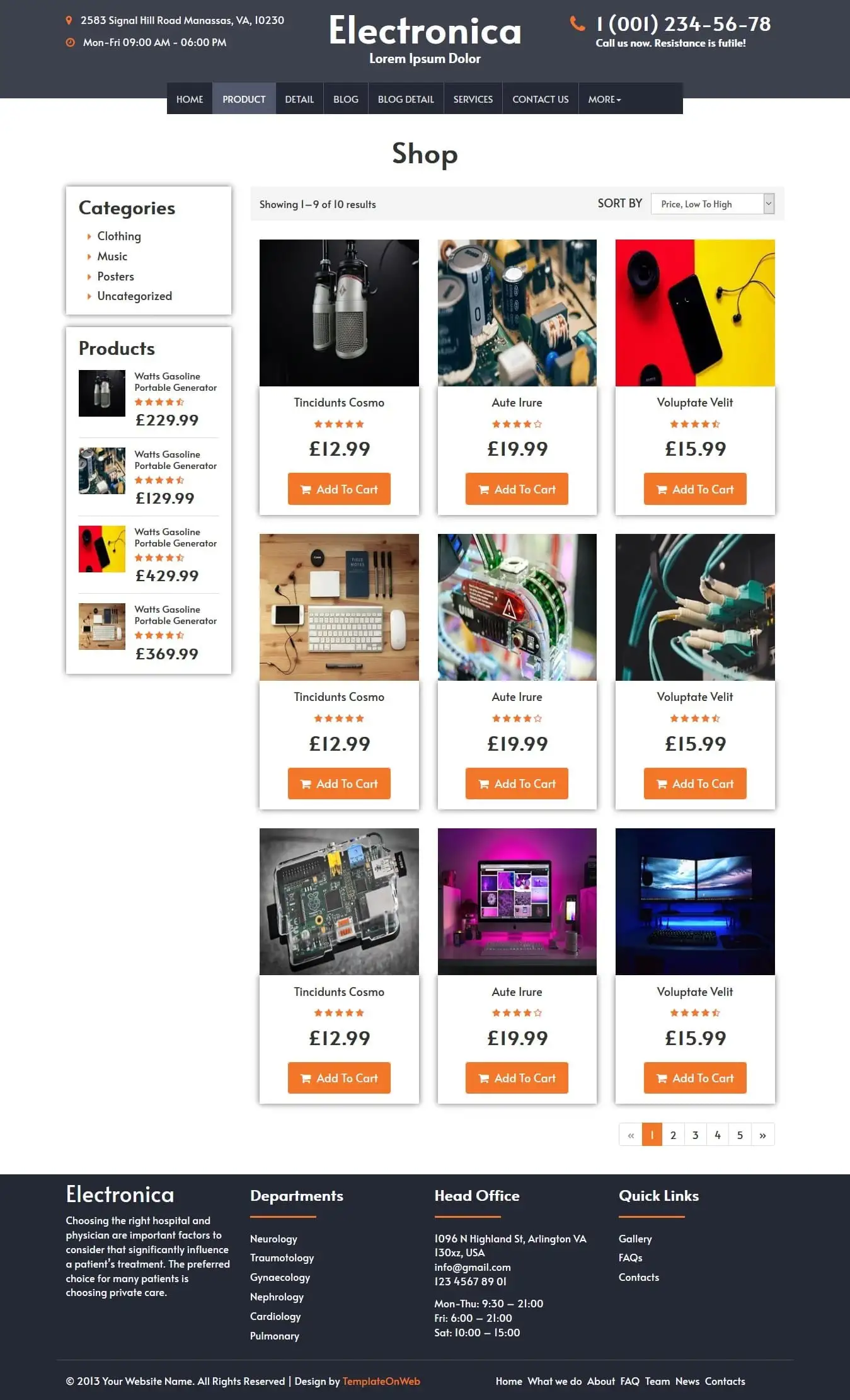 Electronic products list html