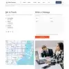 Contact Us page layout with contact form, Google Map integration, and social media links