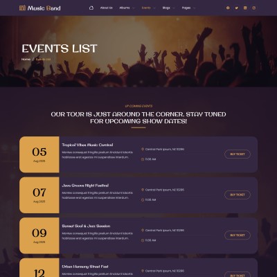 List of upcoming gigs, festivals, shows, with ticket links