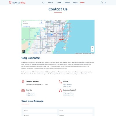 Modern website contact page design featuring address, phone, and form