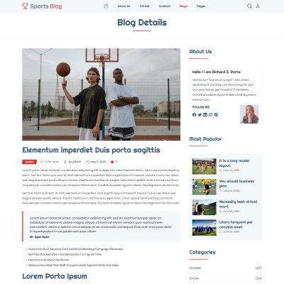 Modern blog details page design with sidebar and related articles