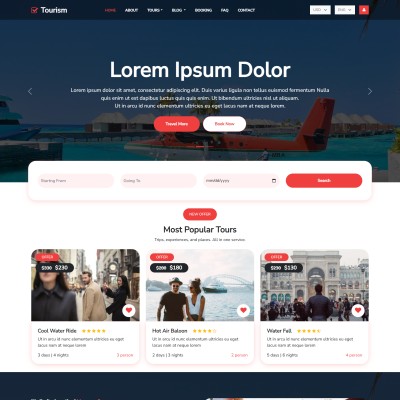 Tourism website template home page