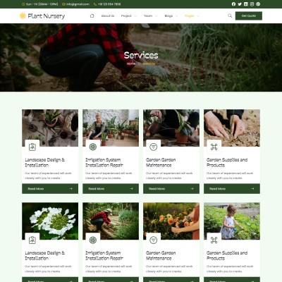 List of plant nursery services including planting and landscaping