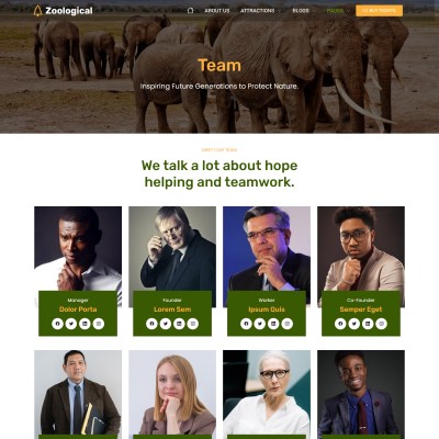 Zoo management teams listing