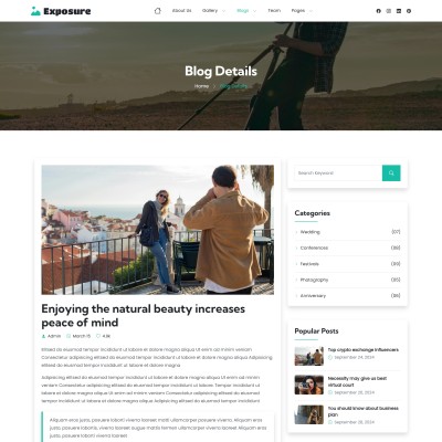Blog details page layout html in Bootstrap 5
