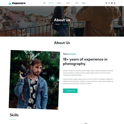 Responsive photo bootstrap template about us page preview