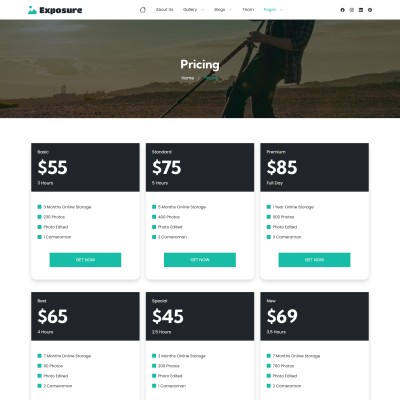This page showcases various packages for digital photo downloads