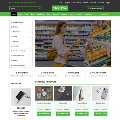 Kids products online shop website template home page