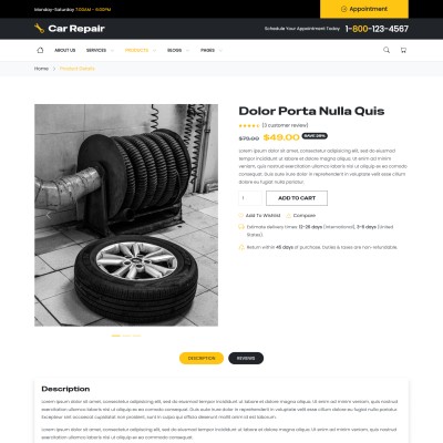 Car part details with shopping option