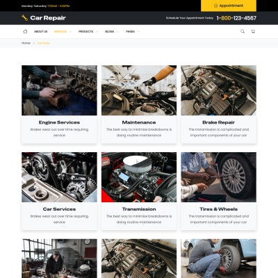 Services Page – Detailed breakdown of offered repairs & maintenance