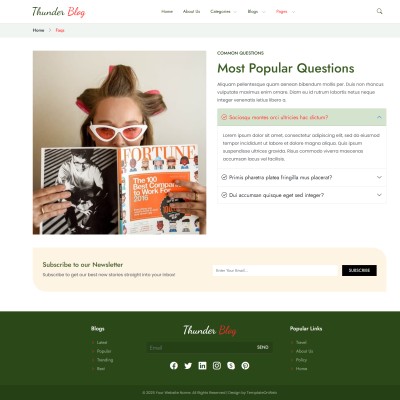 Frequently Asked Questions layout with accordion style design