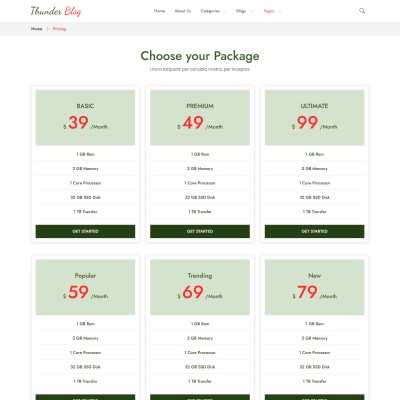 Modern pricing page for subscription and membership plans