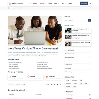 IT projects development services details page layout