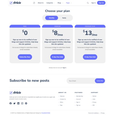 Membership plans – pricing for premium education content