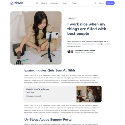 Single article page – education blog post with images and comments