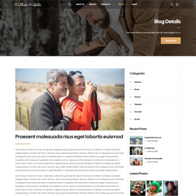 Photography tips details page layout