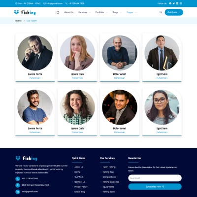 Fishing club members listed with profile photos and roles