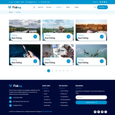 Responsive layout of fishing club projects page with image grid
