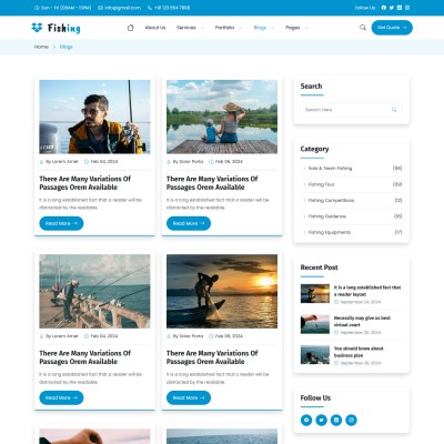 Blog listing page with latest fishing tips and trip stories