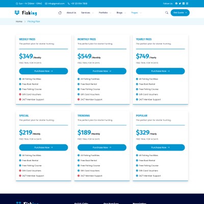 Pricing chart for seasonal fishing passes shown with scenic backdrop